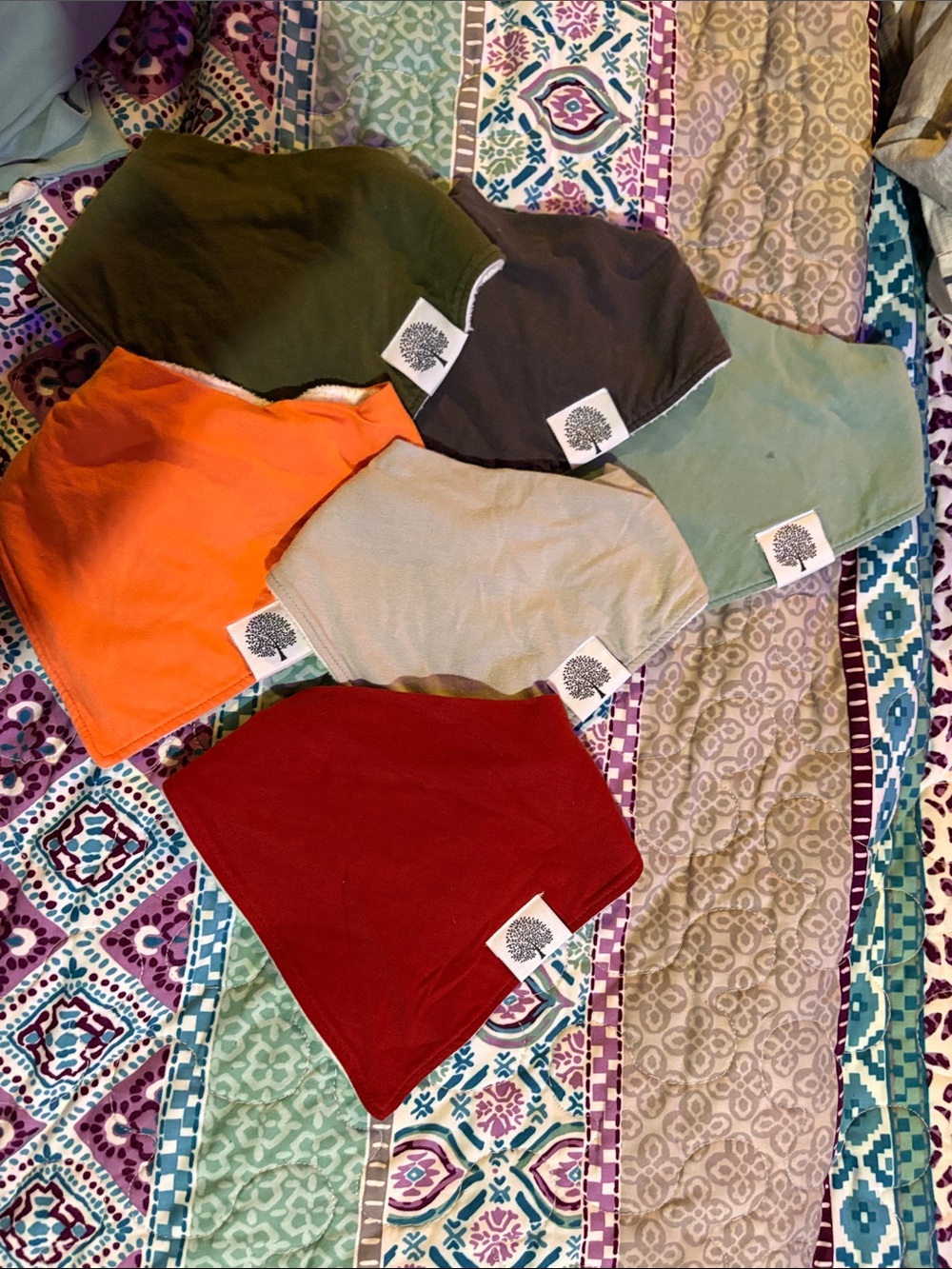 Parker Kids Bandana Bibs Set - Olive, Orange, Red, Gray, Mint, dark Charcoal
